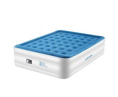Lunvon Luftbett mit Eingebaute Elektrische Pumpe und Integriertem Kissen, Queen Size Luftmatratze, Aufblasbare Gästebett für 2 Personen, Aufbewahrungstasche Enthalten, Blau