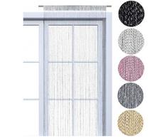 wometo Faden-Vorhang Glitzer-Vorhang 90x245 cm - Silber-Silber glänzender Deko Schal transparent halbtransparent Weihnachten (Silber-Silber)