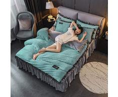 XYSQWZ Fleece-Bettbezug mit Kissenbezug, gestreifte Kristall-Fleece-Bettwäsche, warme Sets, (King, 220 * 240CM) Doppel-Bettbezug und Leinenbettwäsche Double King Home Textiles Lake Blue 1,8 m Bett