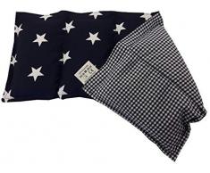 Kissenscheune Körnerkissen Natur Wendekissen Sterne marine navy blau / kariert 50x20cm Wärmekissen Baumwolle