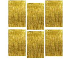 GoMaihe 6 Stück Lametta Vorhänge, Folie Fransen Vorhang Schimmer, Metallic Tinsel Vorhänge, Hintergrund Fringe Glitzervorhänge für Party Hochzeit Geburtstags Fotobooth Türvorhang Deko, MEHRWEG