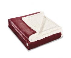 170x210 cm bordeaux Decke Microfaser Kuscheldecke Lammfelloptik Mikrofaserdecke Fleecedecke Wohndecke Tagesdecke Fleece weich sanft flauschig kuschelig skandinavischer Stil rot burgund red burgundy Teddy