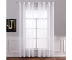 MIULEE 2er Set Sheer Voile Vorhang mit Ösen Transparente Gardine aus Voile Polyester Ösenschal Transparent Wohnzimmer Luftig Dekoschal für Schlafzimmer 140 X 245 cm (B x H), Rod Pocket Weiß