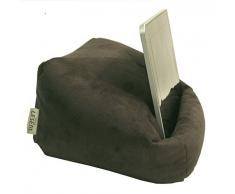 LESEfit Soft antirutsch Tablet Halterung für Bett & Couch kompatibel mit iPad, Lesekissen für Buch & e-Reader (multifunktionale Quader-Form) Wildleder-Imitat anthrazit schwarz