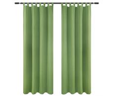 WOLTU VH5899gn-2, Vorhang Blickdicht mit 8 Schlaufen und Raffhalter 2er Set, Leichter & weicher verdunklungsvorhänge Gardinen Schlaufenschal Schlafzimmer Wohnzimmer Tür, Grün 135x225 cm