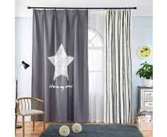 GWELL Kinderzimmer Gardinen Vorhang Stern Streifen Motiv Ösenschal Dekoschal für Wohnzimmer Schlafzimmer 225x140cm(HxB) 1er-Pack(linker Schal nur)
