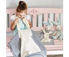Strickdecke, Babydecke, Niedlich Grau Kuscheldecke Kinder Decke, Kinderwagen im Freien Kinderdecke Krabbeldecke,105 x 75cm