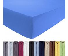 ENTSPANNO Jersey Spannbettlaken 140 x 200 | 160 x 220 cm für Wasser- und Boxspringbett in Königs-Blau aus gekämmter Baumwolle. Spannbetttuch mit Einlaufschutz, bis 40 cm hohe Matratzen
