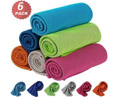 KEAFOLS Kühlendes Sport Handtuch 6er Set Mikrofaser Kühl Handtuch sofortige Kalte Handtücher 100x30cm saugfähig Strandtuch mit Kühlfunktion für Fitness Sport Golf Fußball Reisen