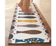 Homcomodar Badematte Waschbare Küche Teppich Rutschfester Teppichläufer Morden Fischmuster Badteppich Absorbierende Duschvorleger(43x120cm)