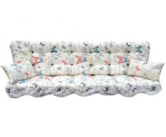 Polsterauflage Hollywoodschaukelauflage Modell 924 beige mit Schmetterlingen (180 x 50 cm Hollywoodschaukelauflage)