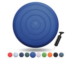 BODYMATE Ballsitzkissen Comfort inkl. Pumpe BLAU 33cm Durchmesser - Balance-Kissen, Sitzballkissen, Luftkissen, Balance Pad - Core-, Fitness-, Reha-, Koordinations- und Rückentraining