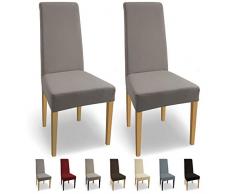 SCHEFFLER-Home Natalie 2er Pack Stuhlhussen Stretch, Stuhlabdeckung elastisch, Baumwolle Husse Spannbezug, Taupe