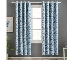Top Finel Vorhänge Verdunklung Streifen Schlaufenschal Thermogardine Blickdichte Gardinen mit ösen Fertiggardinen Vorhang für Wohnzimmer Schlafzimmer 2 Stücke 140x220cm,Türkis