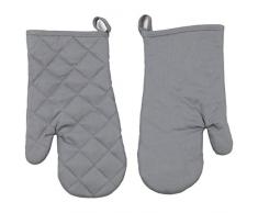 ZOLLNER 2er Set Ofenhandschuhe Baumwolle, hitzebeständig, grau, 18x25 cm