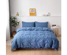 Luofanfei Bettwaesche 220x240 3 TLG Bettwäschegarnituren Bettbezüge 100% Super Weiche und Angenehme Mikrofaser Bettwäsche, 1 x Bettbezug 220 x 240 cm Uni Blau 2 x Kissenbezüge 80 x 80 cm,FGL