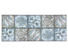 Bavaria Home Style Collection Küchenteppich modern Dekoläufer rutschfeste Küchenmatte I Teppichläufer Flur I Vorleger Küche I Küchenläufer Design I Vinyl Teppich 50 x 180 cm groß I Patchwork blau