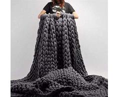 GLITZFAS Gestrickte Decke Grob Kuscheldecke Grobstrick Wolldecke Strickdecke Tagesdecke Überwurf Decke Zuhause Dekor Geschenk (Dunkelgrau, 80x100cm)