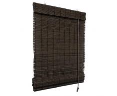 Victoria M. Klemmfix Bambusrollo Raffrollo 90 x 220 cm in Dunkelbraun, Sichtschutz Rollo ohne Bohren für Fenster und Türen
