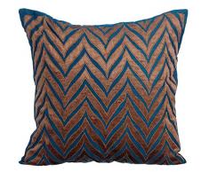 Blau Kissenbezüge 45 x 45 cm, Samt Kissenbezug, handgemachte Dekokissenbezug Blau - Chevron Escape