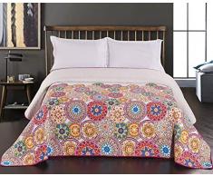 DecoKing 12222 Tagesdecke 200 x 220 cm rosa violett weiß bunt anthrazit Bettüberwurf zweiseitig Colourful pink White Violet Steppung Bibi