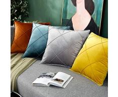 Lanqinglv 2er Set Samt Kissenbezug 45x45cm Sofakissen Kissenhülle Dekorative Dekokissen Wurfkissenbezug Lendenkissen mit Reißverschluss Sofa Kissenbezug Wohnzimmer Schlafzimmer Auto Grau 18x18 Inch