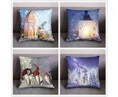 Hniunew_Möbel Art Dekokissen Kissen Bezug, Kopfkissen HüLle BezüGe Sofakissen 4Pc Weihnachten Kissenbezug 45 * 45Cm Reisen Auto ZierkissenbezüGe Autokissen Zierkissen Bettwaren Freund Geschenk