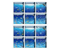 12pcs Anti Rutsch Sicherheit Sticker Aufkleber Dekoaufkleber für Dusche Badewanne - Fische