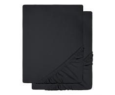 CelinaTex Lucina Spannbettlaken Doppelpack 90x200 - 100x200 cm schwarz Baumwolle Spannbetttuch