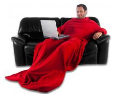 CelinaTex TV-Decke Kuscheldecke mit Ãrmel und Fuà Tasche, Mikrofaser Decke Coral Fleece, Tagesdecke XL rot, 170 x 200 0003211