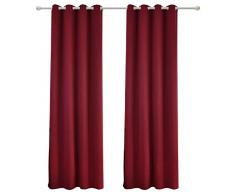 WOLTU #488-2, 2 x Gardinen Vorhang Blickdicht mit Ösen, 2er Set leichte & weiche Verdunklungsvorhänge für Wohnzimmer Schlafzimmer Tür, 135x225 cm, Bordeaux