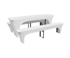 vidaXL Stretch Husse 3tlg. Biertisch Bierbankhussen Bierzeltgarnitur 220x50x80cm