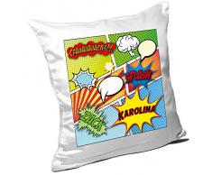 Kissen mit Namen Karolina und schönem Comic-Motiv für Mädchen Namenskissen personalisiert - Kuschelkissen - Schmusekissen