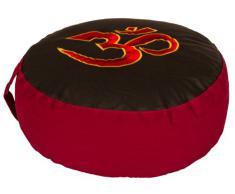 Meditationskissen Glückssitz Rondo mit Om Stick rot/schwarz, 33 cm x 17 cm, Bezug und Inlett 100 % Baumwolle, Füllung Buchweizenschalen, Bezug und Inlett maschinenwaschbar bis 30º C