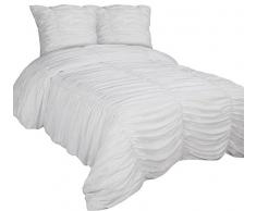 PHOENIX XXL 3D Biesen Design Modern Bettüberwurf Tagesdecke 260x280cm Überwurfdecke Farbe: Weiß