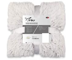 CelinaTex Minka Kuscheldecke 150 x 200 cm Creme weiß braun Longhair Tagesdecke Flokati-Optik Sofadecke Wohndecke