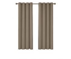 Deconovo Blickdichte Gardinen Ösenvorhang Blickdicht Vorhang Verdunkelung 175x140 cm Taupe 2er Set
