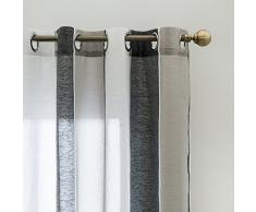 MIULEE Voile Vorhang Transparente Gardine aus Voile mit Ösen Schlaufenschal Ösenschals Transparent Fensterschal Wohnzimmer Schlafzimmer 225x140 cm, 2er Set Schwarz und Weiß