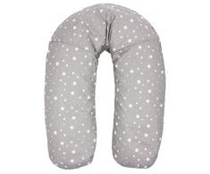 Fillikid Stillkissen Exclusiv | Lagerungskissen Bezug 100% Baumwolle | Seitenschläferkissen Länge 160 cm | Schwangerschaftskissen Füllung EPS-Perlen 35 Liter, Design:grau