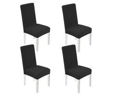 WANYI 4 Stück Stuhlhussen Stretch Stuhlbezug Elastisch Stuhlüberzug Moderne Husse Elasthan Stretchhusse Stretch-Stuhlbezug sehr pflegeleicht und langlebig Universal (Schwarz)