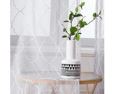 MIULEE 2er Set Voile Marokko Vorhang Sheer mit Ösen Transparente Optik Gardine Ösenschal Wohnzimmer Fensterschal Luftig Lichtdurchlässig Dekoschal für Schlafzimmer 225 x 140cm (H x B)