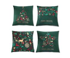 MEIOSUNS Kissenbezug Kurze plüsch Kissenhülle Weihnachten Kissenbezüge Sofakissenbezug mit unsichtbaremReißverschluss Wohnzimmer Schlafzimmer Dekoration Kopfkissenbezug (Grün, 4er Pack)
