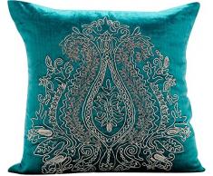 The HomeCentric Grün Kissenbezüge 50 x 50 cm, Samt Kissenbezug, Handgemachte Dekokissenbezug Pfau-Grün - Royal Duke