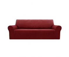 Deconovo Jacquard Sofaüberwurf Sofahusse Sofabezug Couch husse 180-230 cm Rot 3-Sitzer