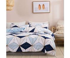Bettwäsche 220x240 Blau Weiß Bettbezug Geometrisch Microfaser Bettwäscheset Jugendliche Weiß Deckenbezug King Size 3 Teilig Modern Luxus Bettgarnitur Paare Set Reißverschluss (SSXC,220X240cm 80x80 cm)