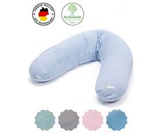 DEIN BIOSTILLKISSEN - 100% natürliches Stillkissen mit Bezug aus Bio-Baumwolle und Füllung aus Kapok. Perfekt als Lagerungskissen in der Schwangerschaft oder für Seitenschläfer (Blau)