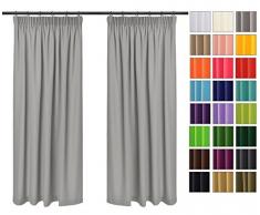 Rollmayer Vorhänge mit Bleistift Kollektion Vivid (Silbergrau 31, 135x150 cm - BxH) Blickdicht Uni einfarbig Gardinen Schal für Schlafzimmer Kinderzimmer Wohnzimmer