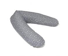 Stillkissen HONEY-Collection | weiche & anschmiegsame EPS-Mikroperlen-Füllung | Lagerungskissen TÜV zertifiziert | 100% Baumwolle Schwangerschaftskissen (Sterne anthrazit-weiß, 170 cm)