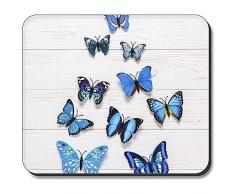 Spiel Maus Pad,Gaming Mauspad,Mausunterlage,Blaue Schmetterlinge Auf Holzmatte Mäuse Mousepad Für Laptop-Computer-Pc