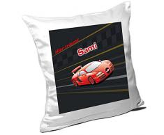 Kissen mit Namen Sami und schönem Racing-Motiv für Jungen - Namenskissen personalisiert - Kuschelkissen - Schmusekissen